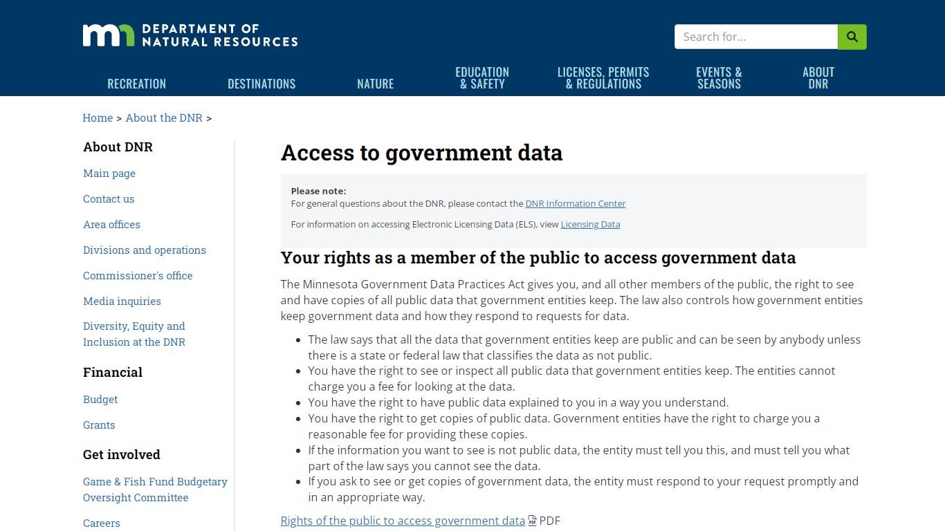 Access to government data | Minnesota DNR